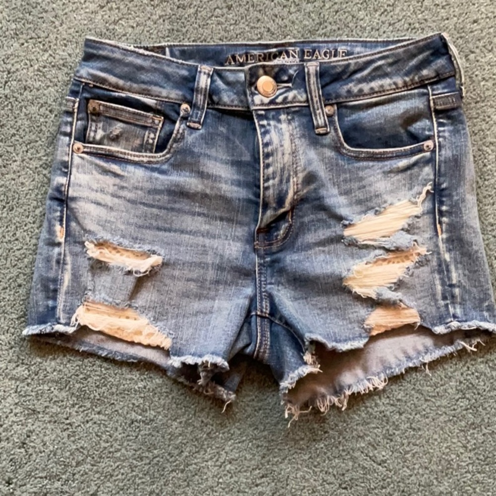 American Eagle Outfitters Distressed Blue Jean Shorts